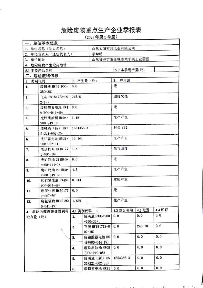 2025年首页-澳门(金沙)官网网站首页宏河纸业危险废物第二季度报表_Page1.jpg
